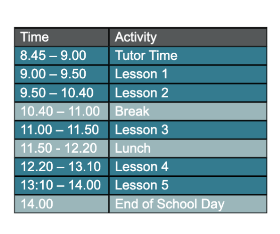 The School Day timings at Laurus Grace